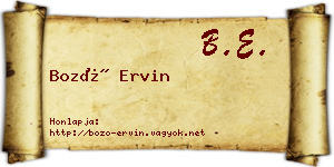 Bozó Ervin névjegykártya
