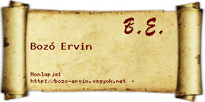 Bozó Ervin névjegykártya